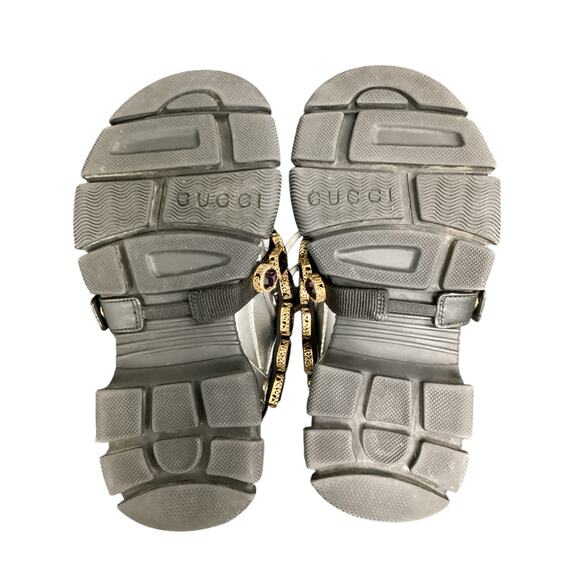 Gucci Shoes Women’s SZ 4 Flash Trek (34) With Removable Strap Of Crystals Silver - Picture 10 of 11